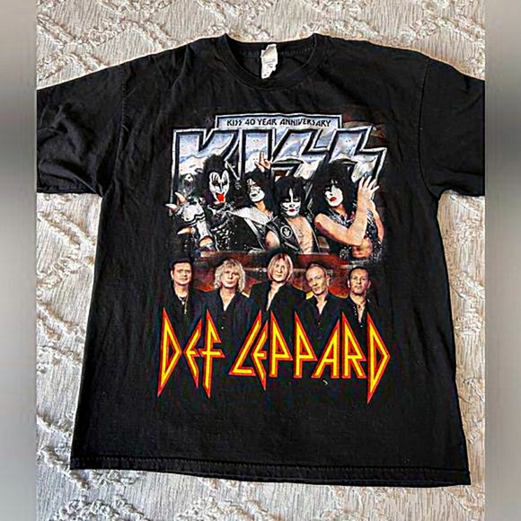 Other - Kiss Def Leppard 2014‎ 40th Anniversary Tour Black Size XL T-Shirt, Unisex Band